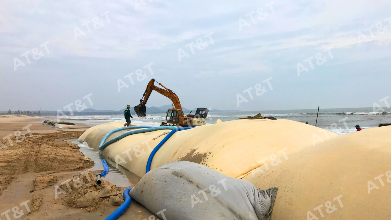 Sản phẩm ống địa kỹ thuật Geotube tại công trình