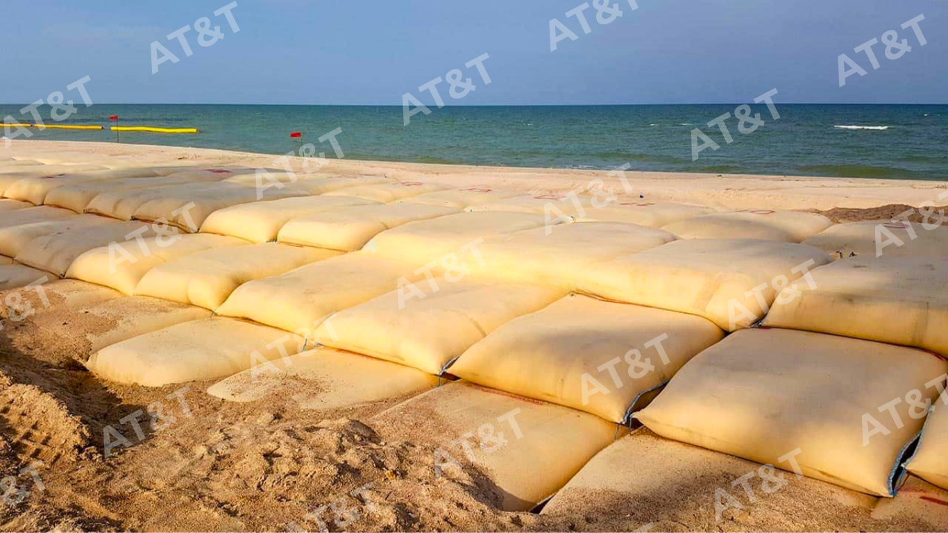 Hiệu quả thi công bao địa kỹ thuật Geobag bảo vệ bờ biển